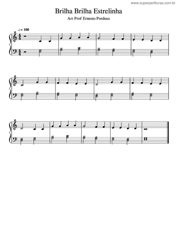 Partitura da música Brilha Brilha Estrelinha