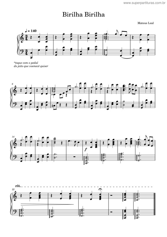 Partitura da música Brilha Brilha