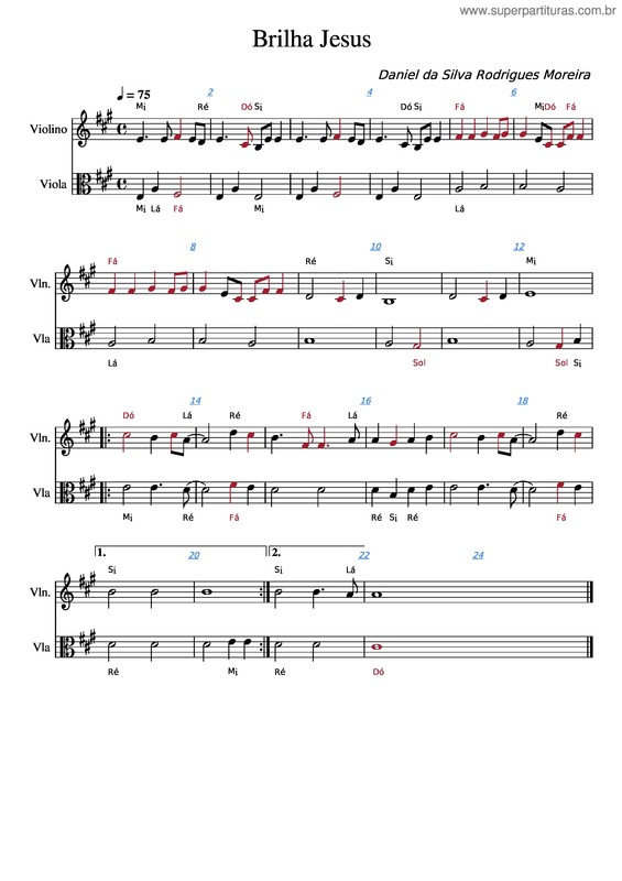 Partitura da música Brilha Jesus – Vencedores Por Cristo Brilha Jesus – Daniel Moreira