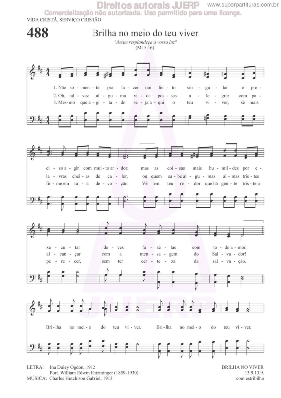 Partitura da música Brilha No Meio Do Teu Viver - 488 HCC v.2