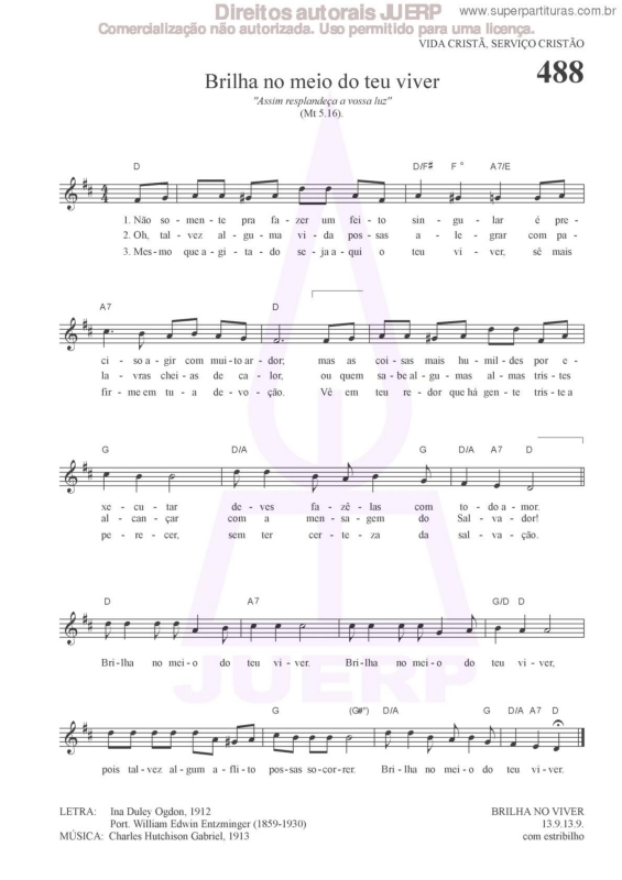 Partitura da música Brilha No Meio Do Teu Viver - 488 HCC