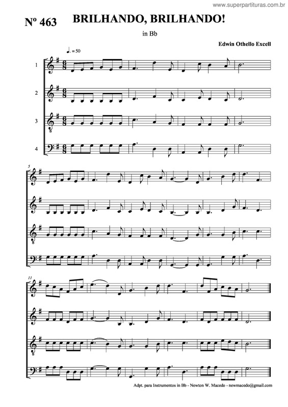 Partitura da música Brilhando, Brilhando