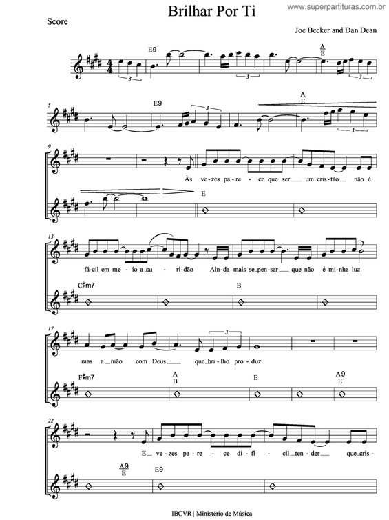 Partitura da música Brilhar por Ti v.3