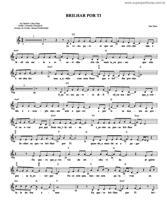 Partitura da música Brilhar por Ti v.4