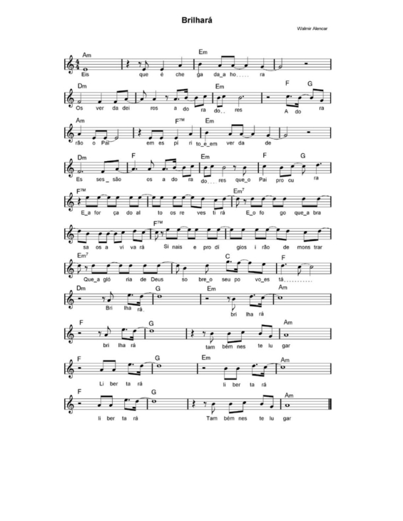 Partitura da música Brilhará