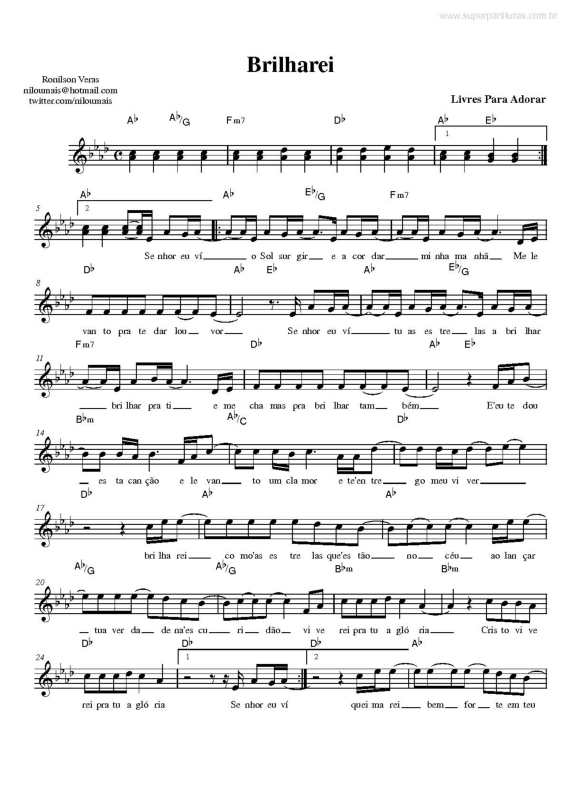 Partitura da música Brilharei v.2