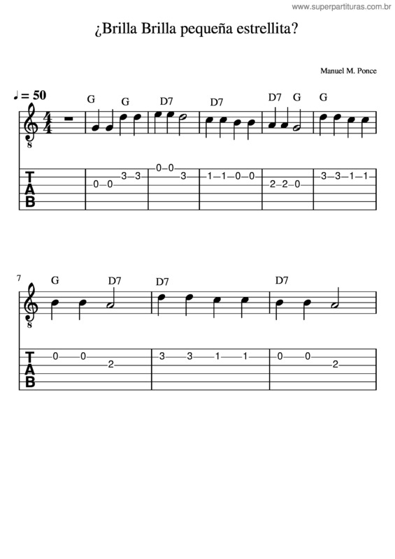 Partitura da música Brilla Brilla Pequeña Estrellita