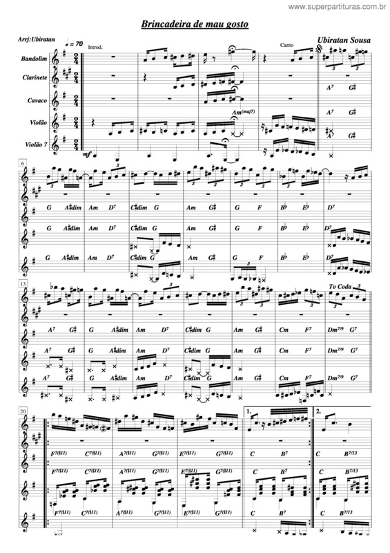 Partitura da música Brincadeira De Mau Gosto