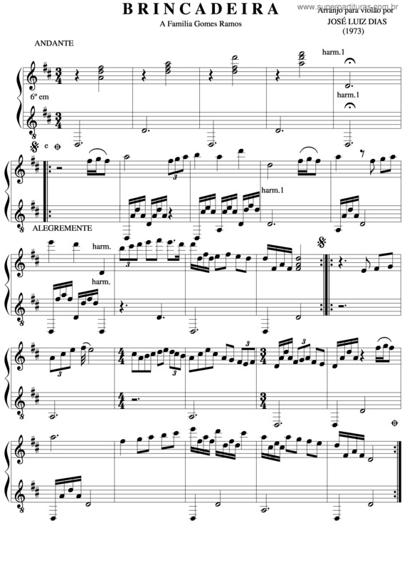 Partitura da música Brincadeira