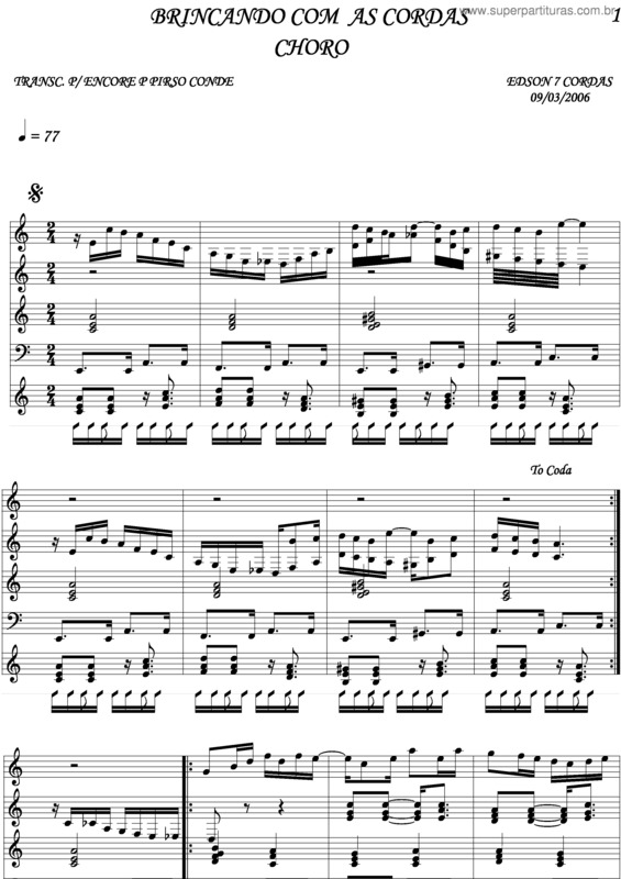 Partitura da música Brincando Com As Cordas v.3