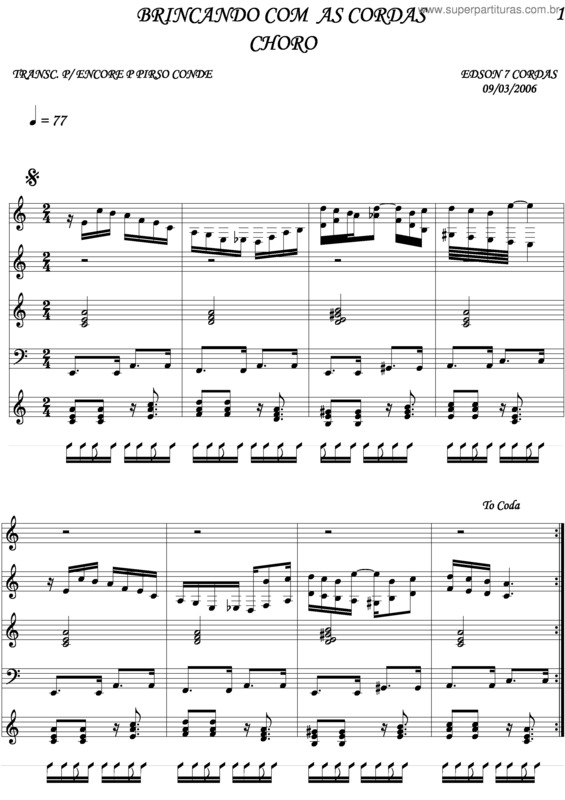 Partitura da música Brincando Com As Cordas