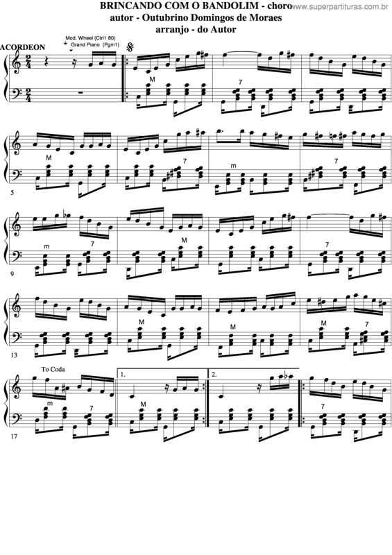 Partitura da música Brincando Com O Bandolim v.2