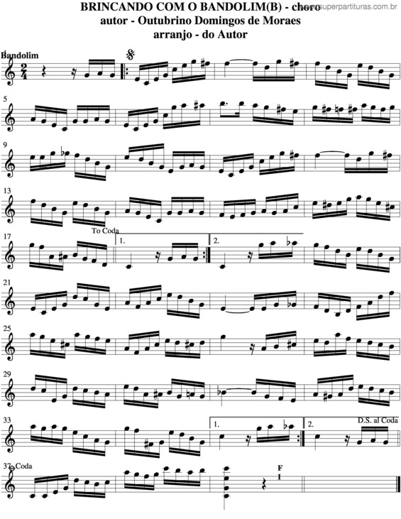 Partitura da música Brincando Com O Bandolim v.3