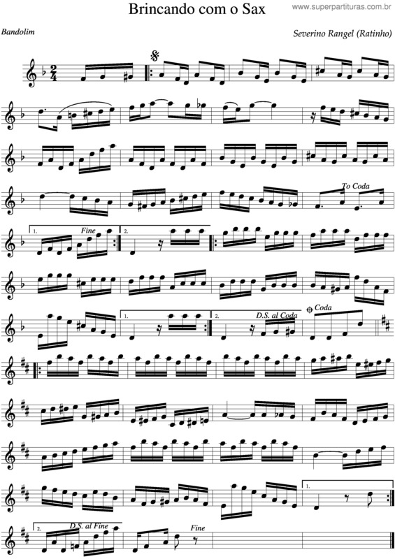 Partitura da música Brincando Com O Sax
