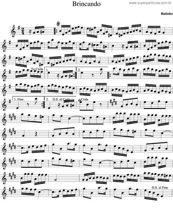 Partitura da música Brincando