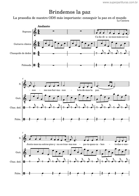 Partitura da música Brindemos La Paz