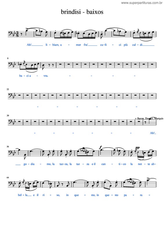 Partitura da música Brindisi – Baixos