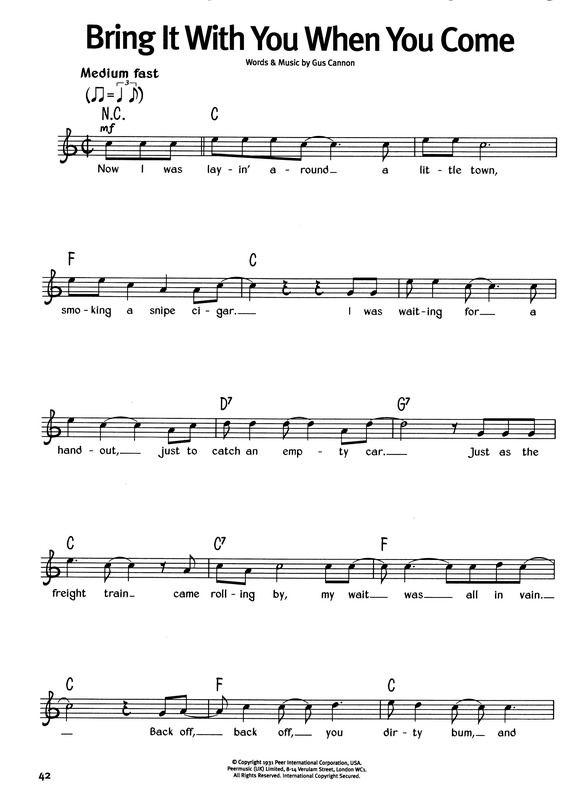 Partitura da música Bring It With You When You Come