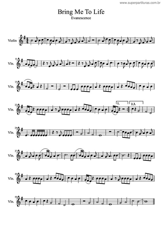 Partitura da música Bring Me To Life v.3