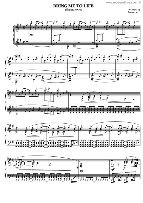 Partitura da música Bring Me To Life v.6