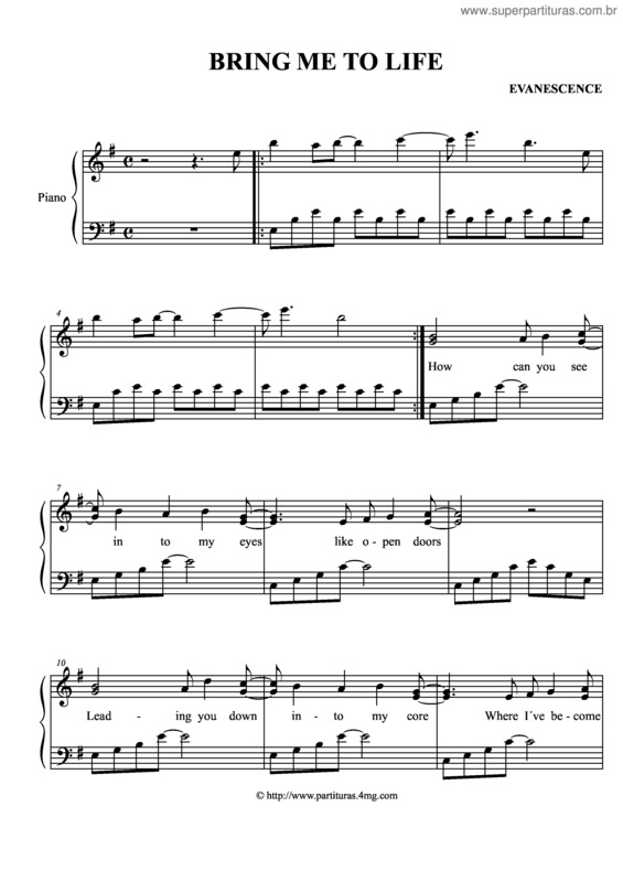 Partitura da música Bring Me To Life v.7