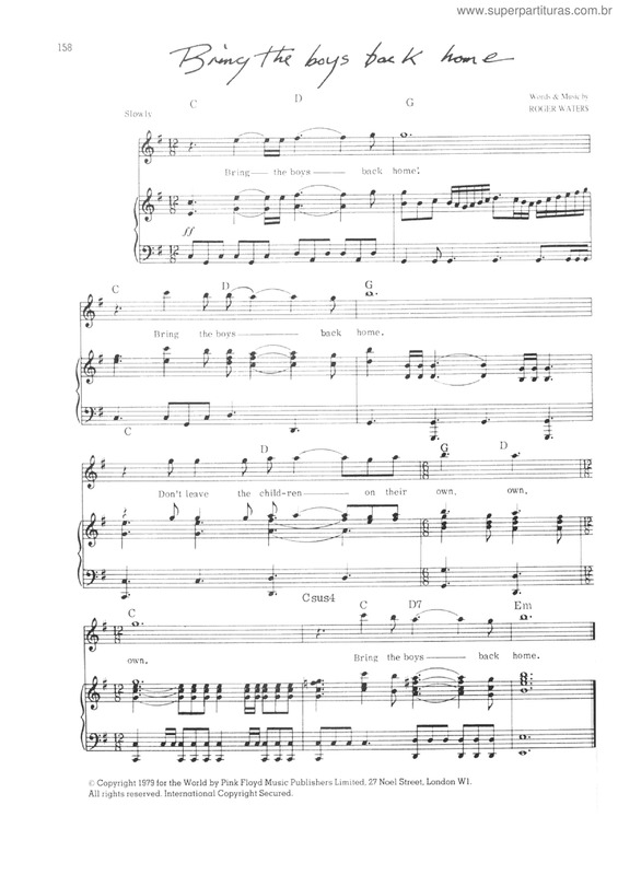 Partitura da música Bring the boys back home