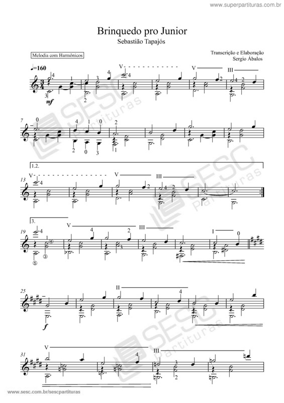 Partitura da música Brinquedo pro Junior