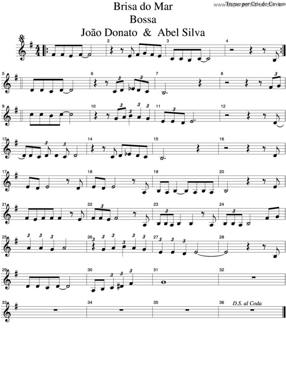 Partitura da música Brisa Do Mar v.2