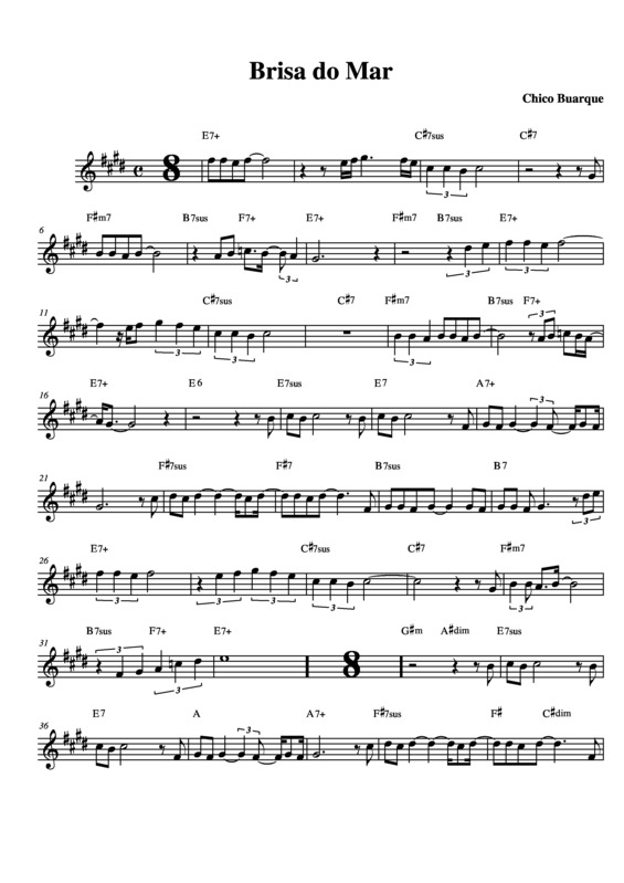 Partitura da música Brisa do Mar v.3