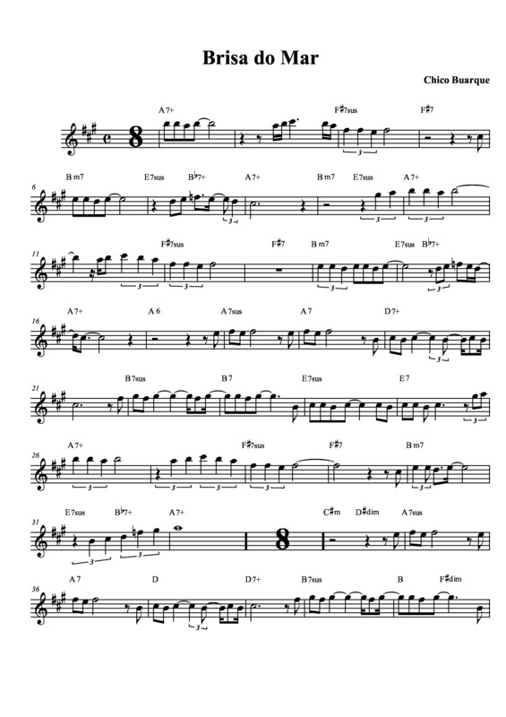 Partitura da música Brisa do Mar v.4