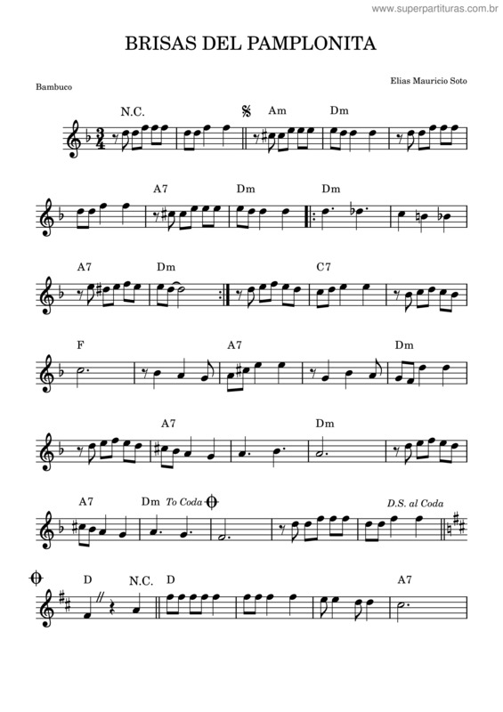 Partitura da música Brisas Del Pamplonita – Elías Mauricio Soto
