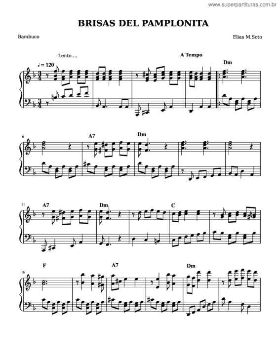 Partitura da música Brisas Del Pamplonita Bambuco