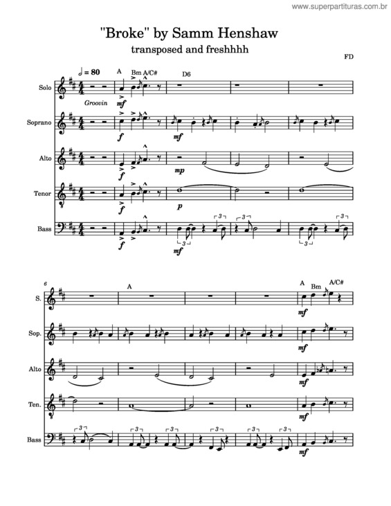 Partitura da música Broke – Samm Henshaw