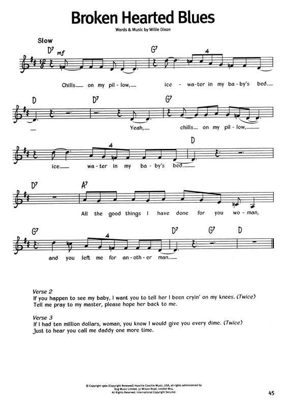 Partitura da música Broken Hearted Blues