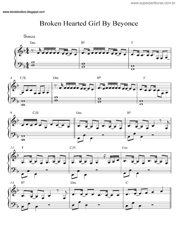 Partitura da música Broken Hearted Girl
