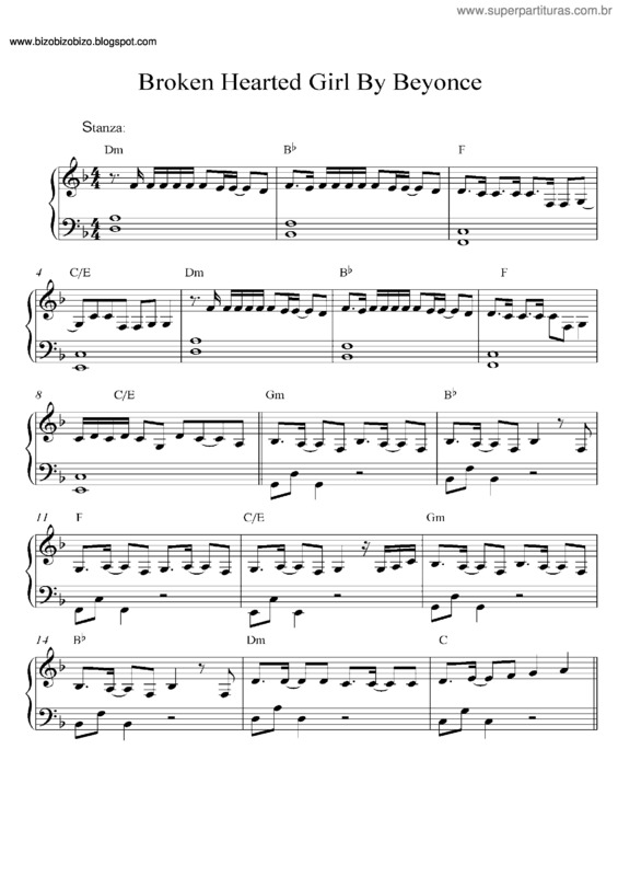 Partitura da música Broken Hearted Girl