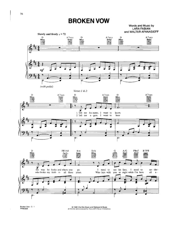 Partitura da música Broken Vow