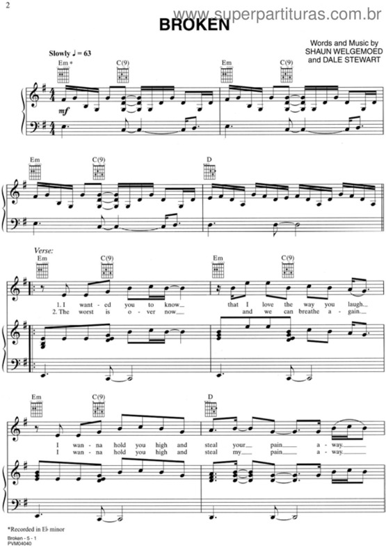 Partitura da música Broken