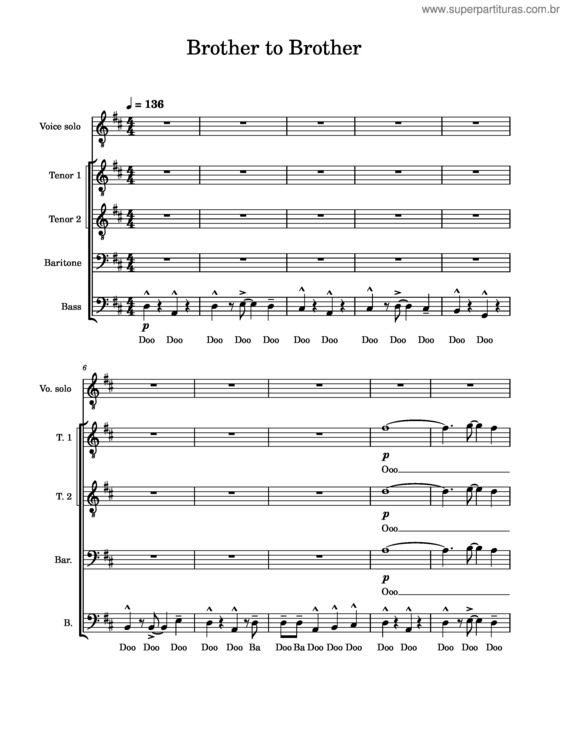 Partitura da música Brother To Brother
