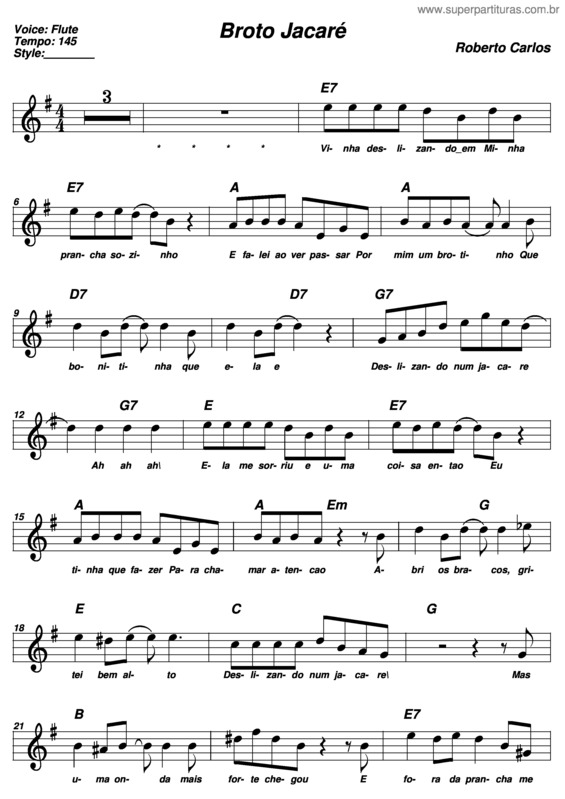 Partitura da música Broto Jacaré