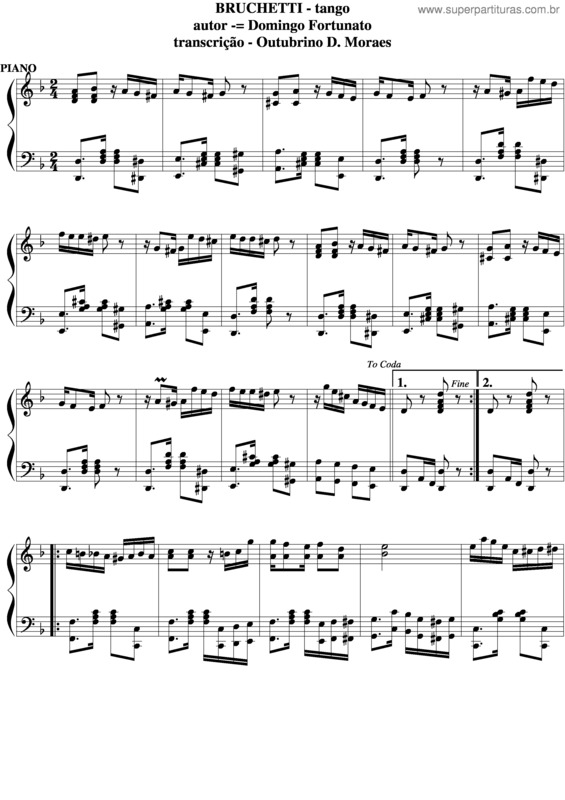 Partitura da música Bruchetti