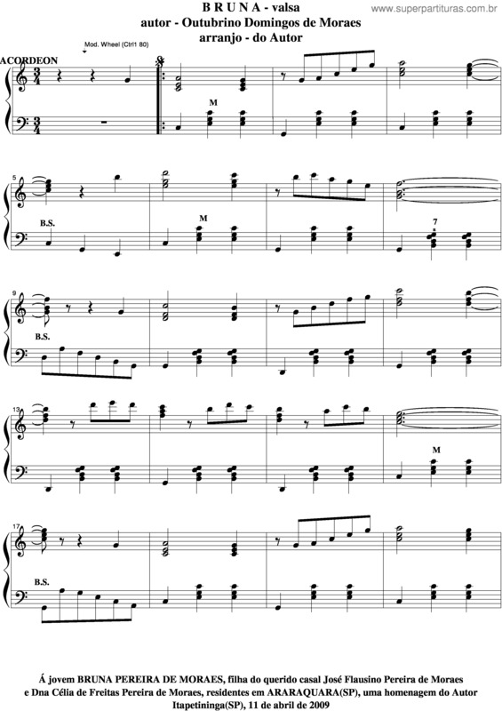 Partitura da música Bruna v.2