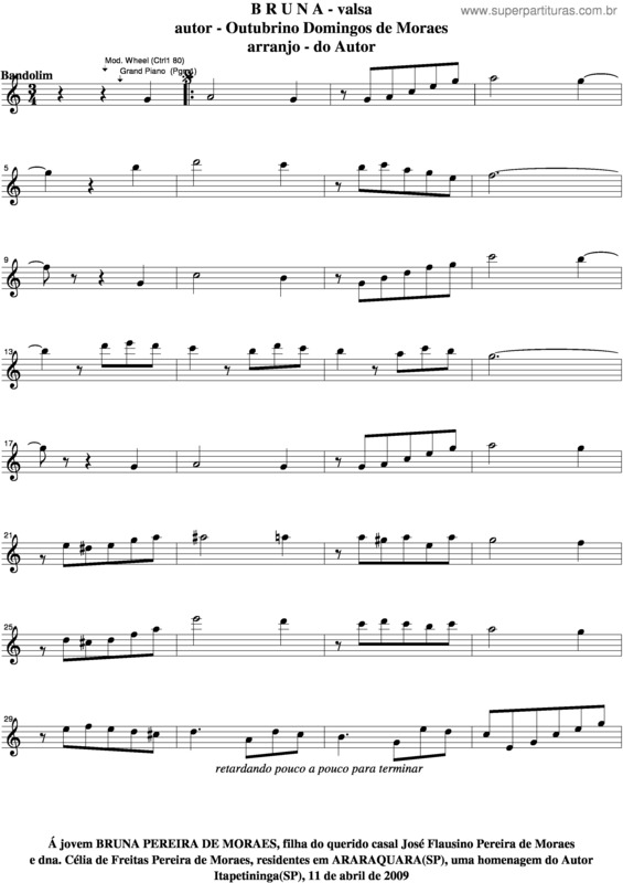 Partitura da música Bruna v.3