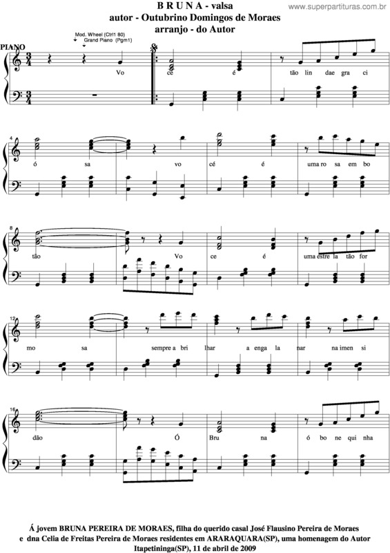 Partitura da música Bruna v.6