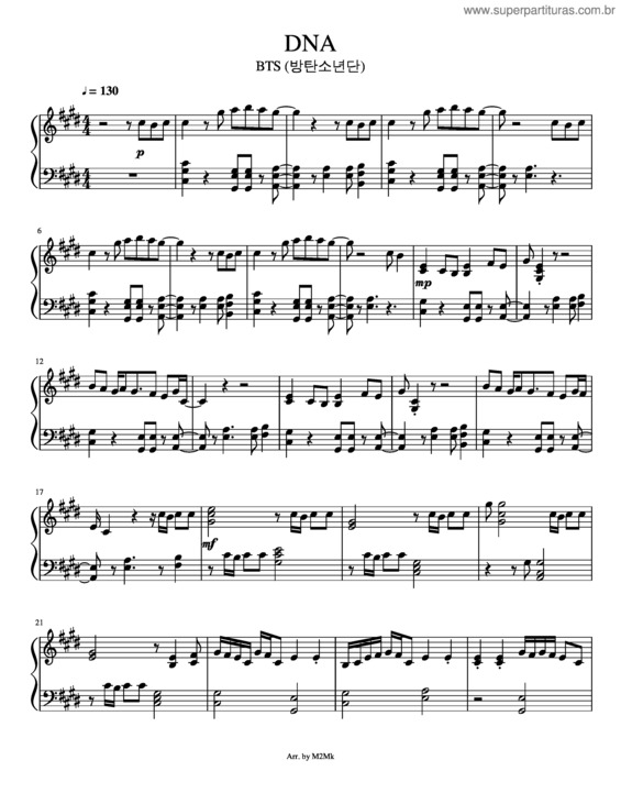 Partitura da música Bts Dna
