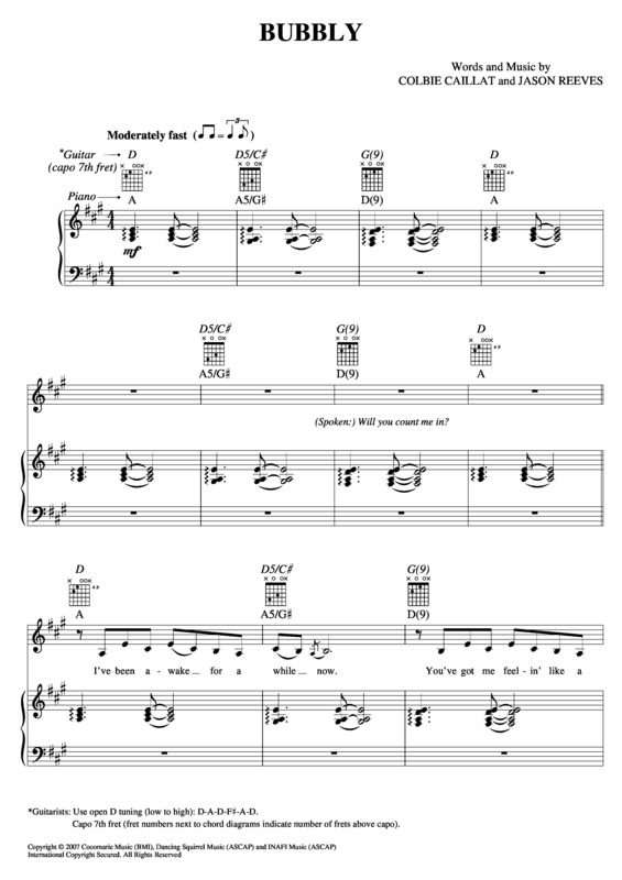 Partitura da música Bubbly v.2