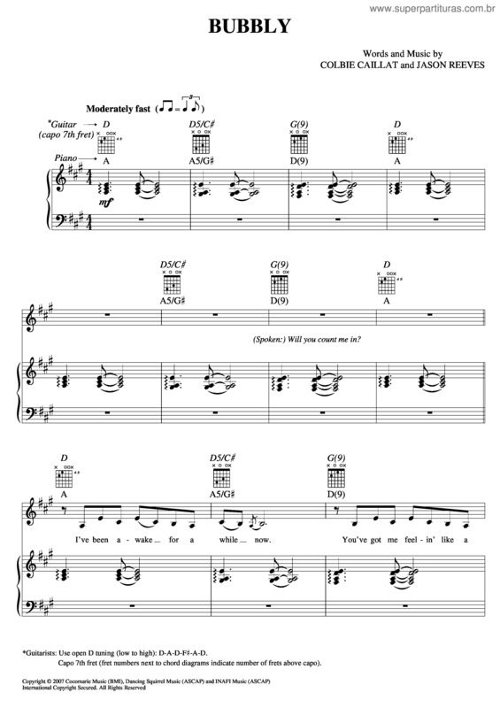 Partitura da música Bubbly