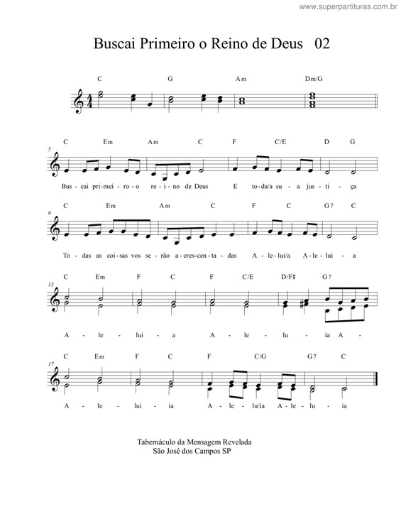 Partitura da música Bucai Primeiro O Reino De Deus