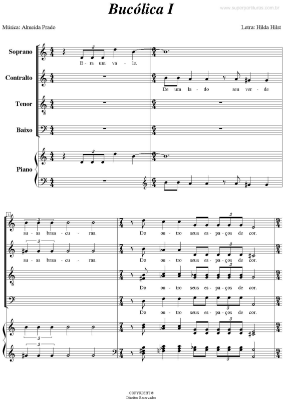 Partitura da música Bucólica I