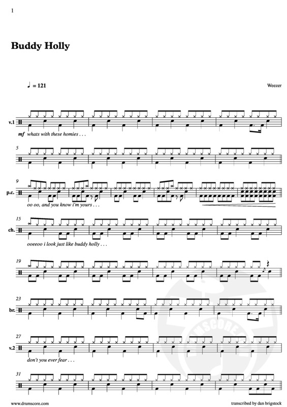Partitura da música Buddy Holly
